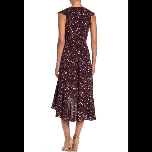 NWT Max Studio Ruffle Dot Wrap Dress Small S - Picture 2 of 6